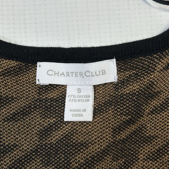 Charter Club Women’s Size Small Brown Black Houndstooth Open Duster Cardigan NEW - Picture 4 of 9